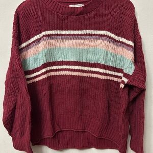 American Eagle Outfitters Burgundy Striped Sweater